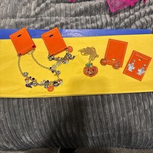 Festive Pumpkin Necklace and Earrings Set